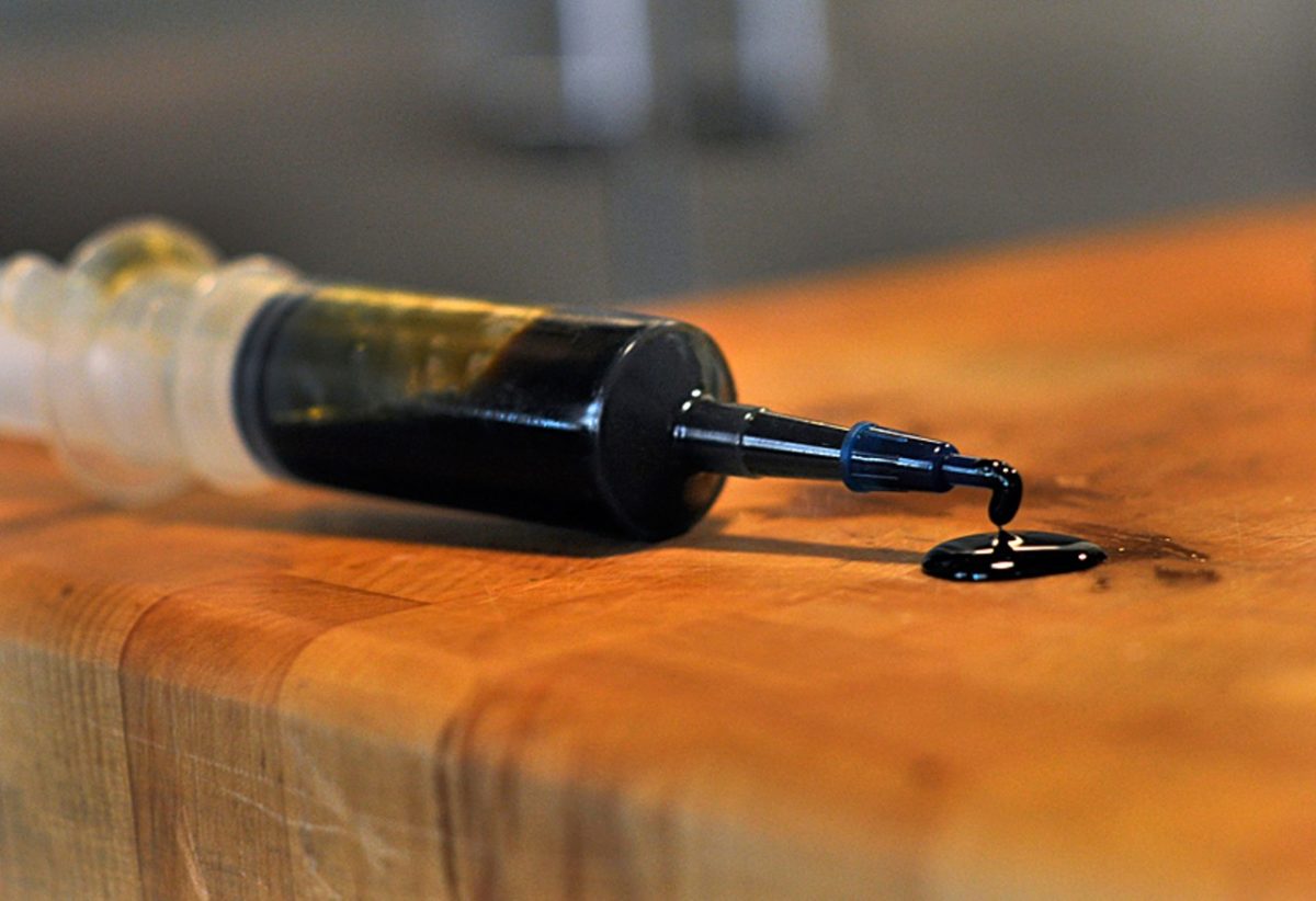 GODOFREDO VASQUEZ – Most of the plant material is removed using a solvent. What’s left is up to 83 percent active ingredients. Patients start taking a dose the size of a grain of rice before ramping up to a full gram per day.